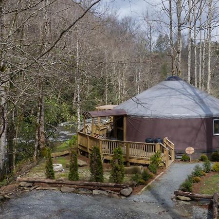 Topton Tranquil Haven Luxy Yurt - Creekside Glamping With Private Hot Tubヴィラ エクステリア 写真