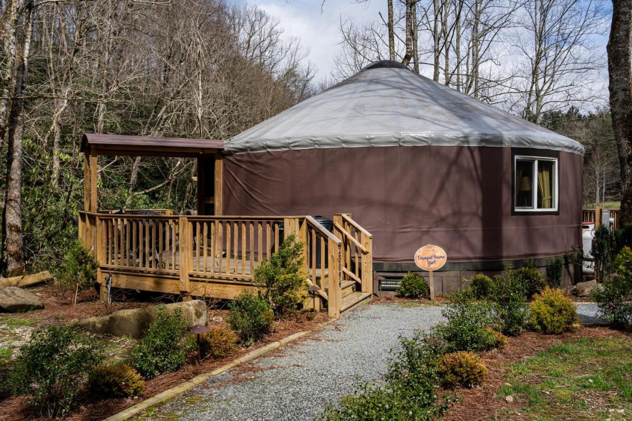Topton Tranquil Haven Luxy Yurt - Creekside Glamping With Private Hot Tubヴィラ エクステリア 写真